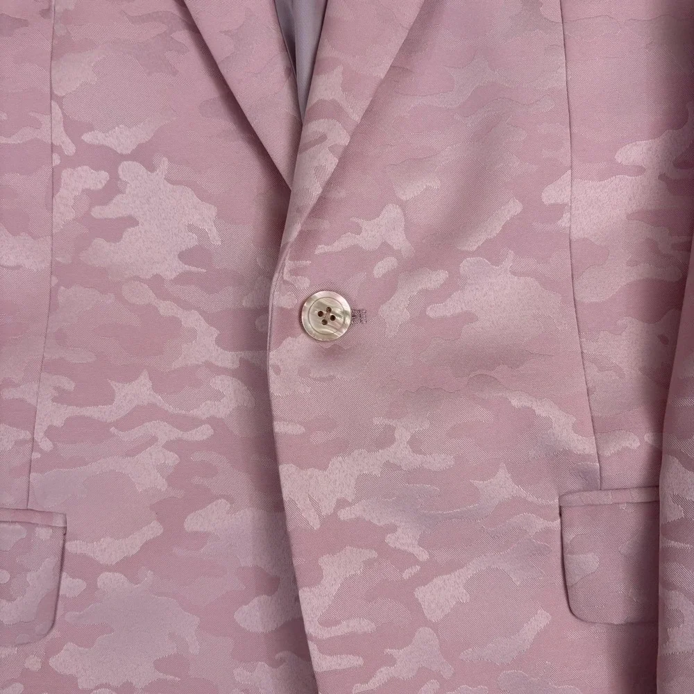 Jos A Bank Tuxedo Dinner Jacket Mens 38S Pink Camouflage Slim Fit